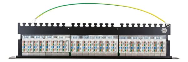 STP patch panel, 24xRJ45, Cat6a, 1U, 19", metal, black