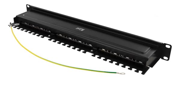 STP patch panel, 24xRJ45, Cat6a, 1U, 19", metal, black