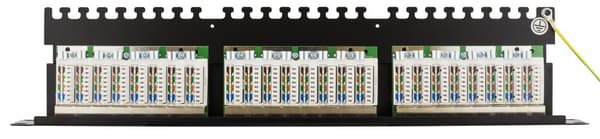 STP patch panel, 24xRJ45, Cat6, 1U, 19", metal, black