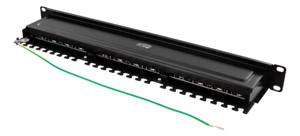 STP patch panel, 24xRJ45, Cat6, 1U, 19", metal, black