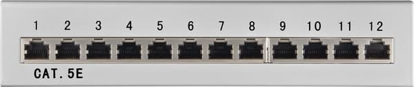 CAT 5e mini/desktop-patch-panel, 12 porte (1 HE)