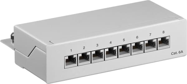 CAT 6a mini/desktop-patch-panel, 8 porte (1 HE)