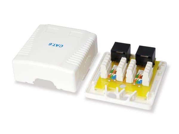 equip Pro - Installationsboks netværksinterface - RJ-45 X 2 - hvid, RAL 9010 (235214)