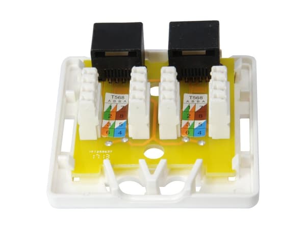 equip Pro - Installationsboks netværksinterface - RJ-45 X 2 - hvid, RAL 9010 (235214)