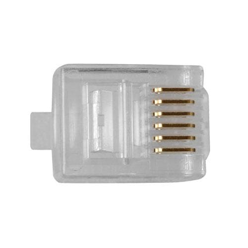 ACT RJ12 (6P/6C) modulært stik til rundt kabel med flertrådede ledere. Konnektor: RJ-12 (6P/6C) Rj12 plus 6p6c snoet rund (TD106R)