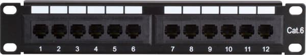 10 tuuman CAT6 UTP Patch -paneeli - 12 porttia
