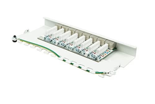 Patch Panel Desktop Cat. 6A, 8-portar, 0,5U, STP-skärmad, verktygsfri öppning, rent vit (RAL9010) (GC-N0119)