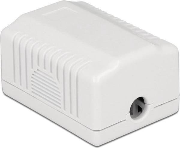 DeLOCK CAT6a Gigabit nätverksutgångsbox/monteringsbox med 1 RJ45-port - skärmad / vit