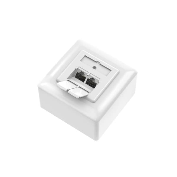 Hama netværksstik, CAT-6a, 10 Gbit/s, skærmet, 2 porte, overflade-/sænkemontering (00300029)