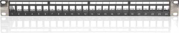 Digitus DN-91411-LF modulær patchpanel, skærmet 24-ports, blank, 1U, rackmontering, sort RAL 9005