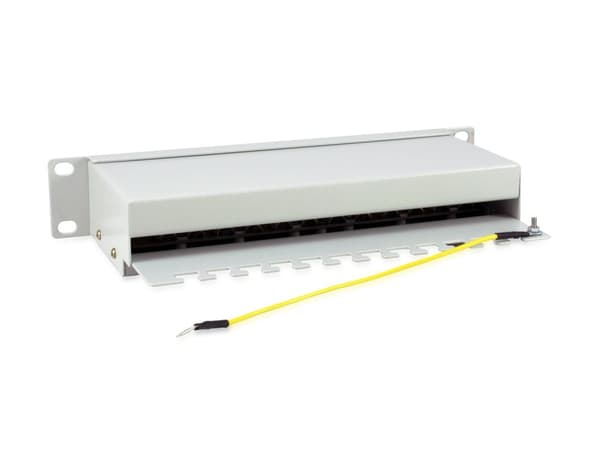 Udstyr 12-Port Cat.6 skærmet patchpanel - Lysegrå - Gigabit Ethernet - 1000 Mbit/s - RJ-45 - Cat6,Cat6e - Grå - Stål (208014NEWVERSION)