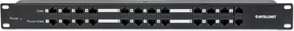 Intellinet - Power Injector (teline - asennettava) - 120 Watt - Lähtöliitännät: 12 - 1U - 48,3 cm (19") - Musta (720342)