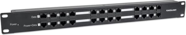 Intellinet - Power Injector (teline - asennettava) - 120 Watt - Lähtöliitännät: 12 - 1U - 48,3 cm (19") - Musta (720342)