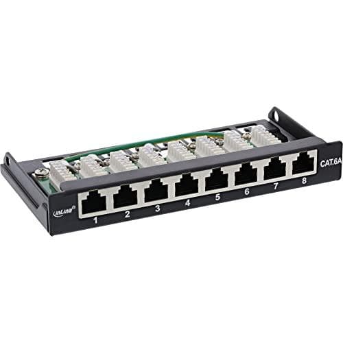 InLine® patchpanel Cat.6A 0.5U 8-fold, bord-/vægmontering, sort, RAL9005 (76818S)