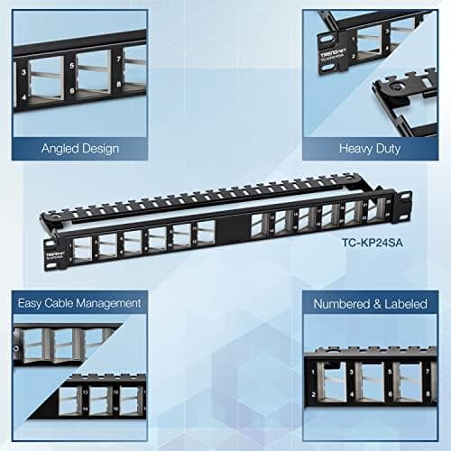 TRENDnet TC-KP24SA 24 port patchpanel til keystones, vinklet 1U (TC-KP24SA)