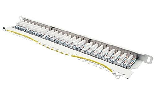 Patchpanel 48,30 cm (19") Kat. 6A, 24-ports, 0,5 U, STP-afskærmet, åbning uden værktøj, ren hvid (RAL9010), Go (GC-N0143)