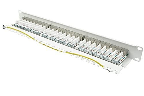 Patchpanel 48,30 cm (19") Kat. 6A, 24-ports, 1 U, STP-afskærmet, værktøjsfri åbning, ren hvid (RAL9010), God (GC-N0146)