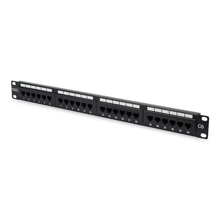Digitus | Patch Panel | DN-91624U | Black | Category: CAT 6; Ports: 24 x RJ45; Retention strength: 7.7 kg; Insertion force: 30N max | 48.2 x 4.4 x 10. Svart