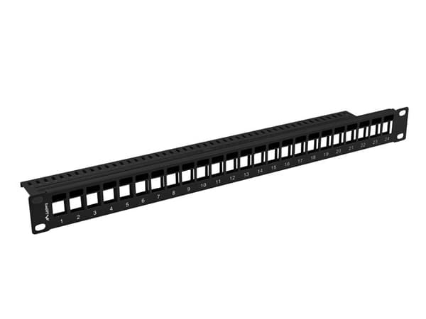 Patch panel pusty 24 porty 1U 19 cali czarny do modułów keystone