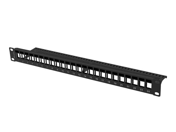 Patch panel pusty 24 porty 1U 19 cali czarny do modułów keystone Sort