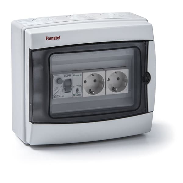 Famatel Overfladeskab 3908-t.2 Ip65 Ttl Y Diferencial 2 Outlets Hvid
