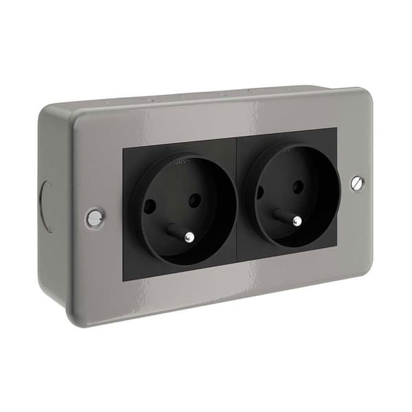 Creative Cables Vægboks Ctbox-2fra 2 Outlets Grå FR Plug