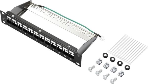 Renkforce RF-4996626 12 ports patchpanel 254 mm (10) Uden stik 1 HE Sort