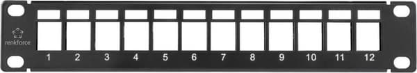 Renkforce RF-4996626 12 ports patchpanel 254 mm (10) Uden stik 1 HE Sort
