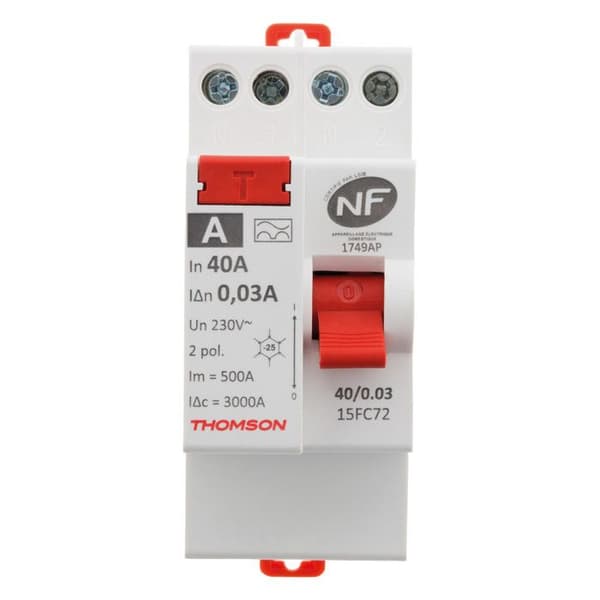 Differentialbrytare - THOMSON - 40A - 30mA typ A - Enligt NF - Skruvinstallation