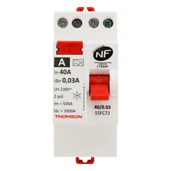 Differentialbrytare - THOMSON - 40A - 30mA typ A - Enligt NF - Skruvinstallation
