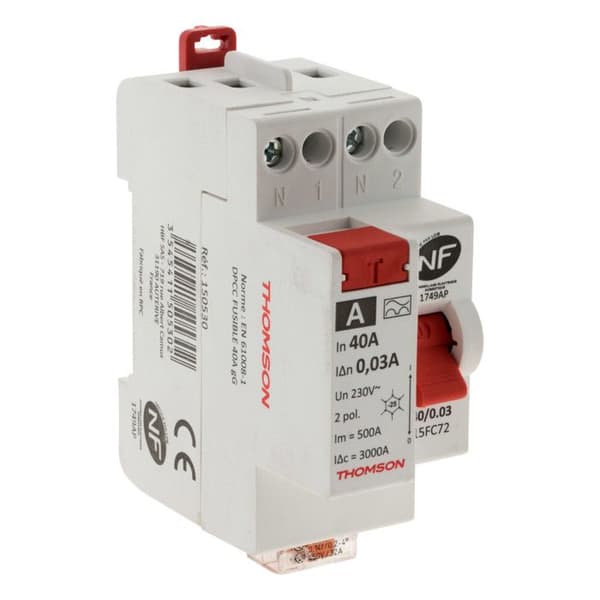 Differentialbrytare - THOMSON - 40A - 30mA typ A - Enligt NF - Skruvinstallation