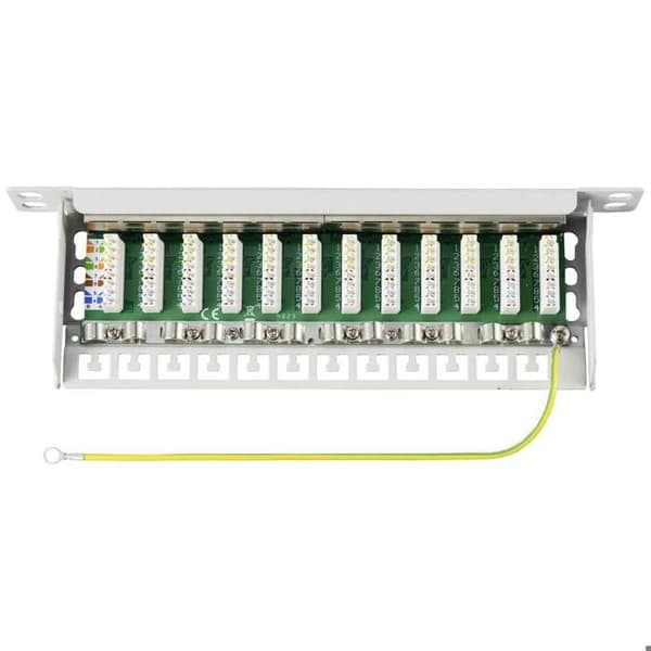 Renkforce RF-4996628 12 portar Patchpanel 254 mm (10) CAT 6a 0,5 UH grå monterad
