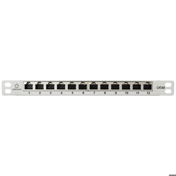 Renkforce RF-4996628 12 portar Patchpanel 254 mm (10) CAT 6a 0,5 UH grå monterad
