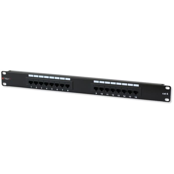 Techly Patchpanel UTP 16 Ports RJ45 Cat.6 I-PP 16-RU-C6T Sort