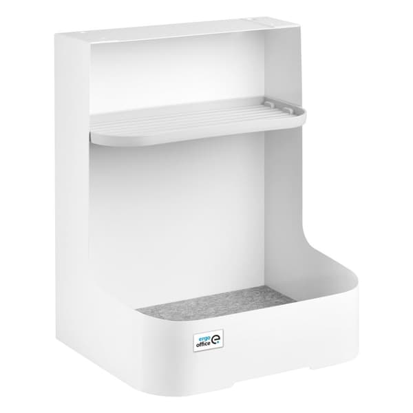 Ergo Office förvaringslåda/organisatör under skrivbordet med tillbehörshylla, vit, max. 5 kg, ER-442