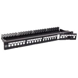 24p Keystone UTP patchpanel med 4 aftagelige sektioner med 6 porte hver Sort