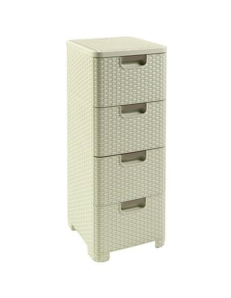 CURVER BOKHYLLA MED 4 LÅDOR 4x14L / CRÈME