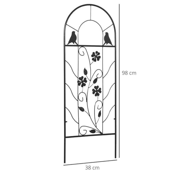 Rootz Sæt med 2 Have Metal Trellis - Fugle og Kløver dekoration - Have & Patio - Sort - 38 x 98 cm