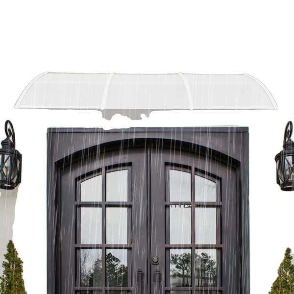 Transparent buet baldakin, vægmonteret design, holdbar aluminiumkonstruktion, alsidig anvendelse.