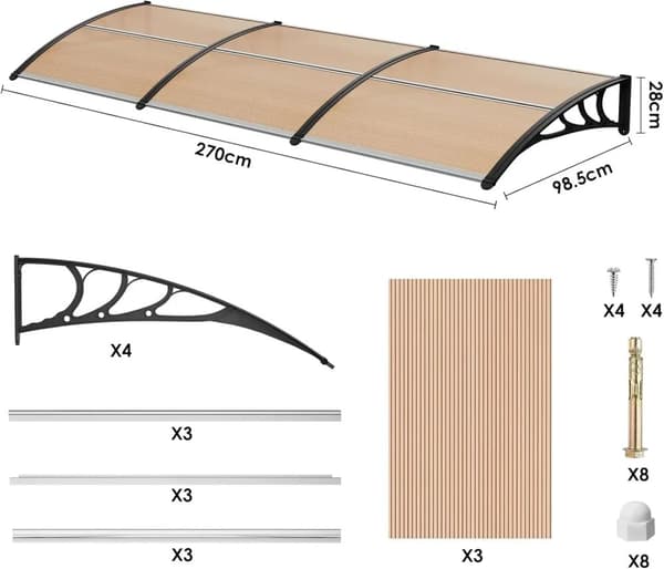 Udendørs Kappe, Holdbar ABS Ramme, Alsidig Brug,Opgraderet 270 x 99cm