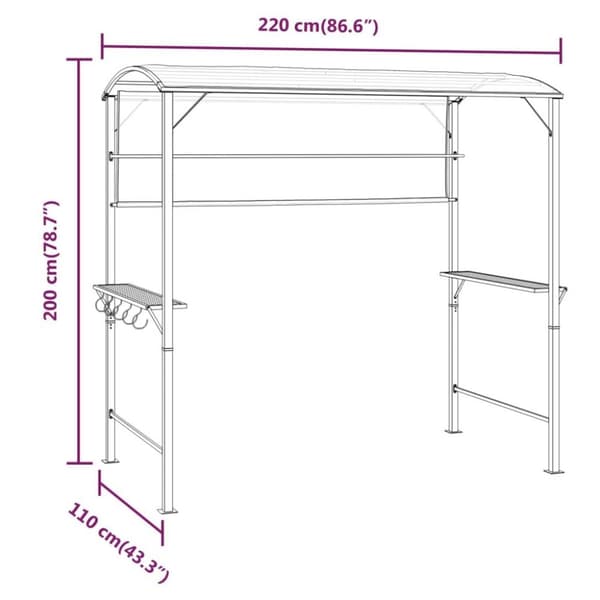 vidaXL Paviljong med tak 220x110x200 cm antracit
