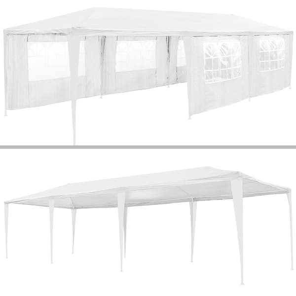 Partytält 9x3m med 8 sidodelar - vit