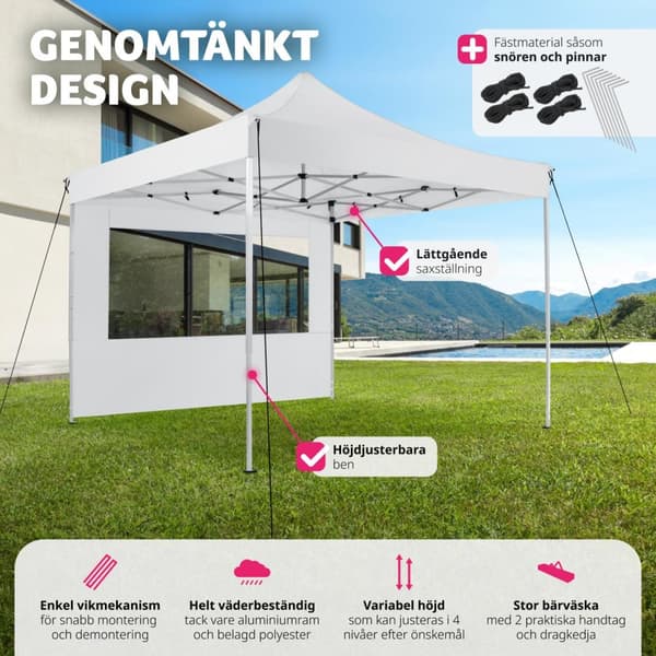 Paviljong Olivia 3x3m med 4 väggar - vit