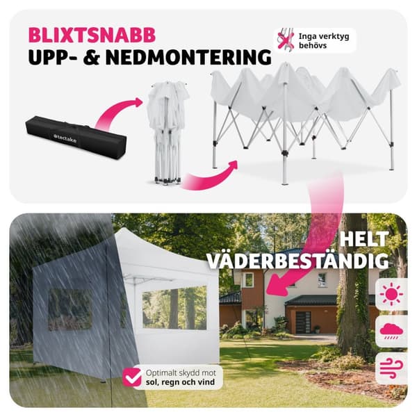 Paviljong Olivia 3x3m med 4 väggar - vit