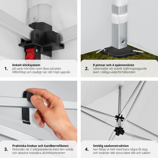 Paviljong Olivia 3x3m med 4 väggar - vit