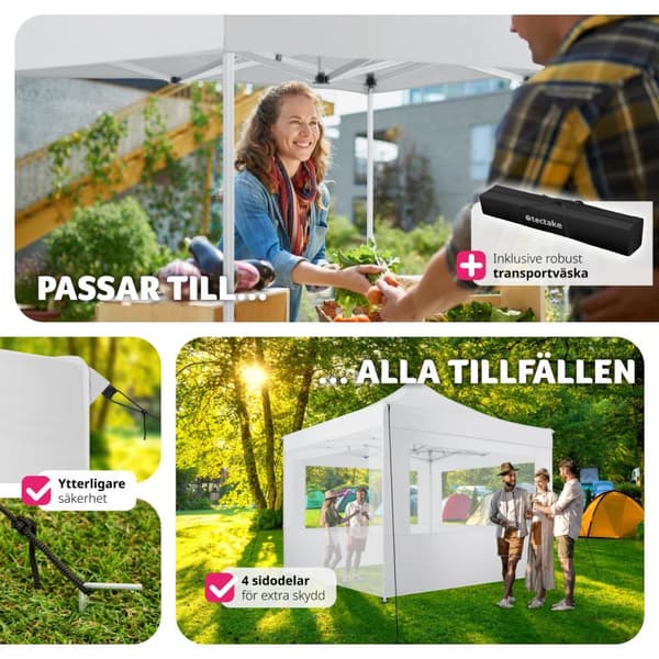 Paviljong Olivia 3x3m med 4 väggar - vit