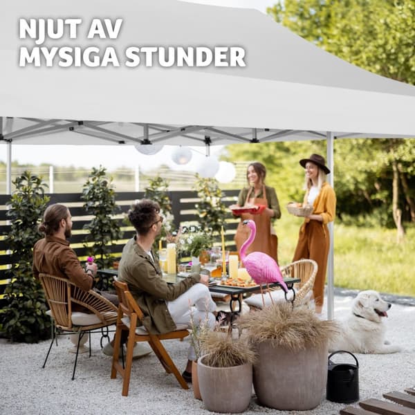 Hopfällbart partytält Viola 3x6 m med 2 sidodelar - vit