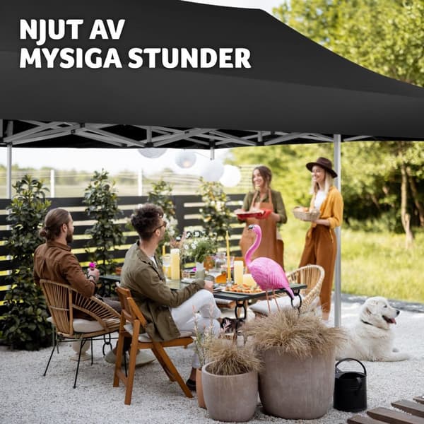 Hopfällbart partytält Viola 3x6 m med 2 sidodelar - svart