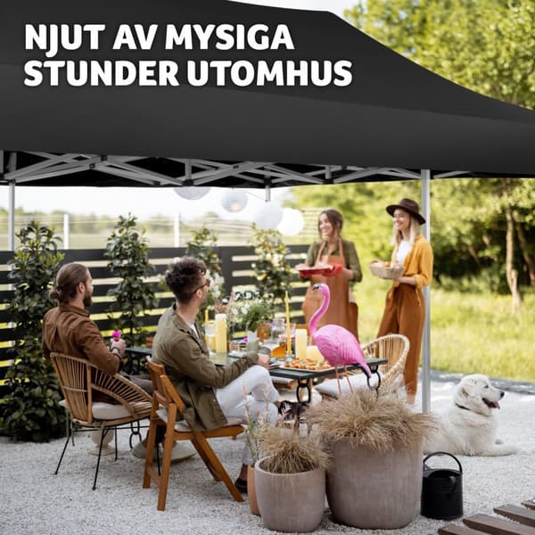 Hopfällbar partytält Viola 3x6 m med 4 sidodelar - svart