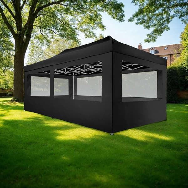 Hopfällbar partytält Viola 3x6 m med 4 sidodelar - svart